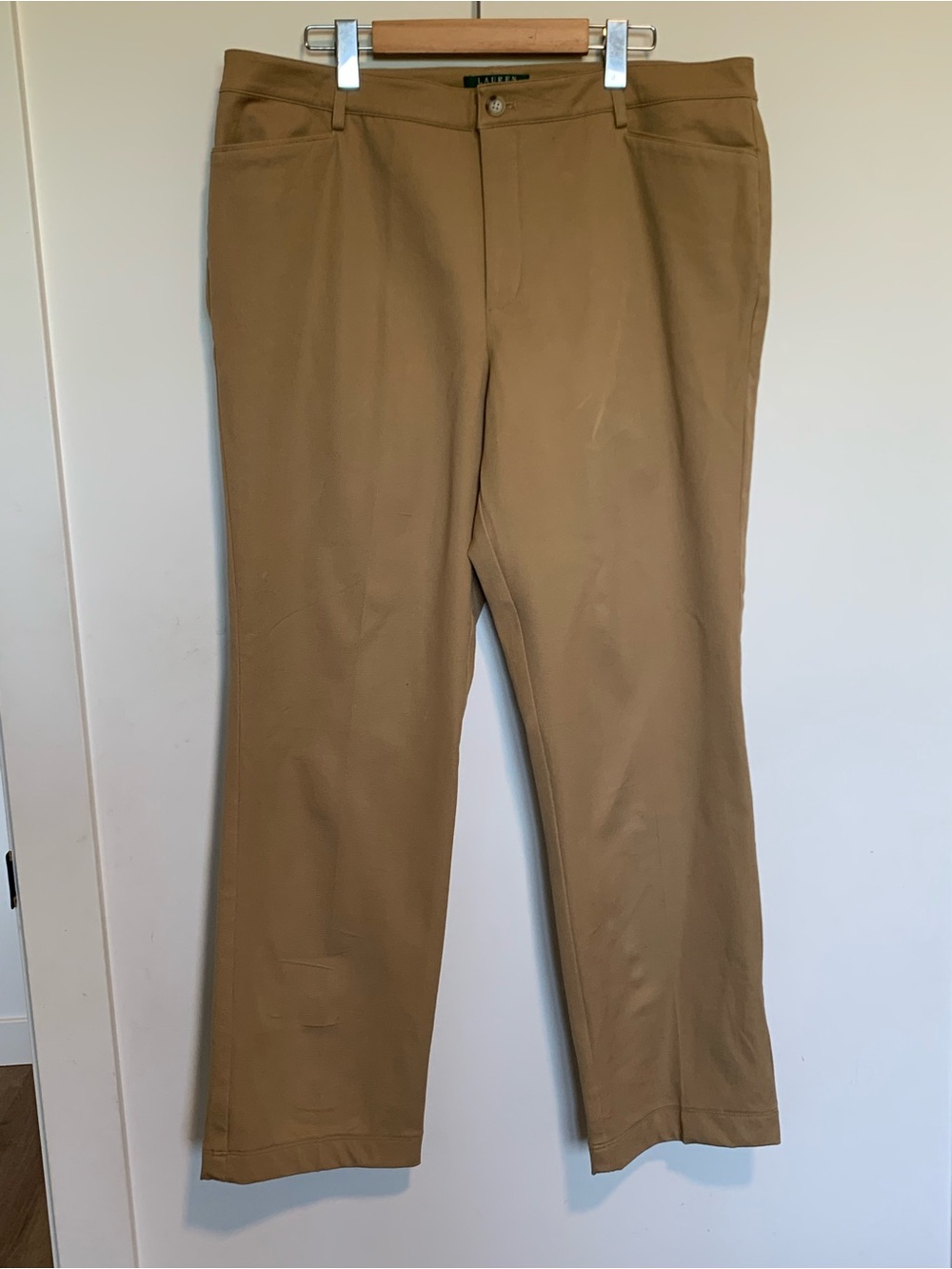 Lauren Ralph Lauren Catlin Chino Dress Pants Straight Leg Tan Brown Size 16